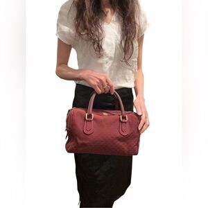 Gucci GG Canvas Boston Top Handle Bag - Burgundy